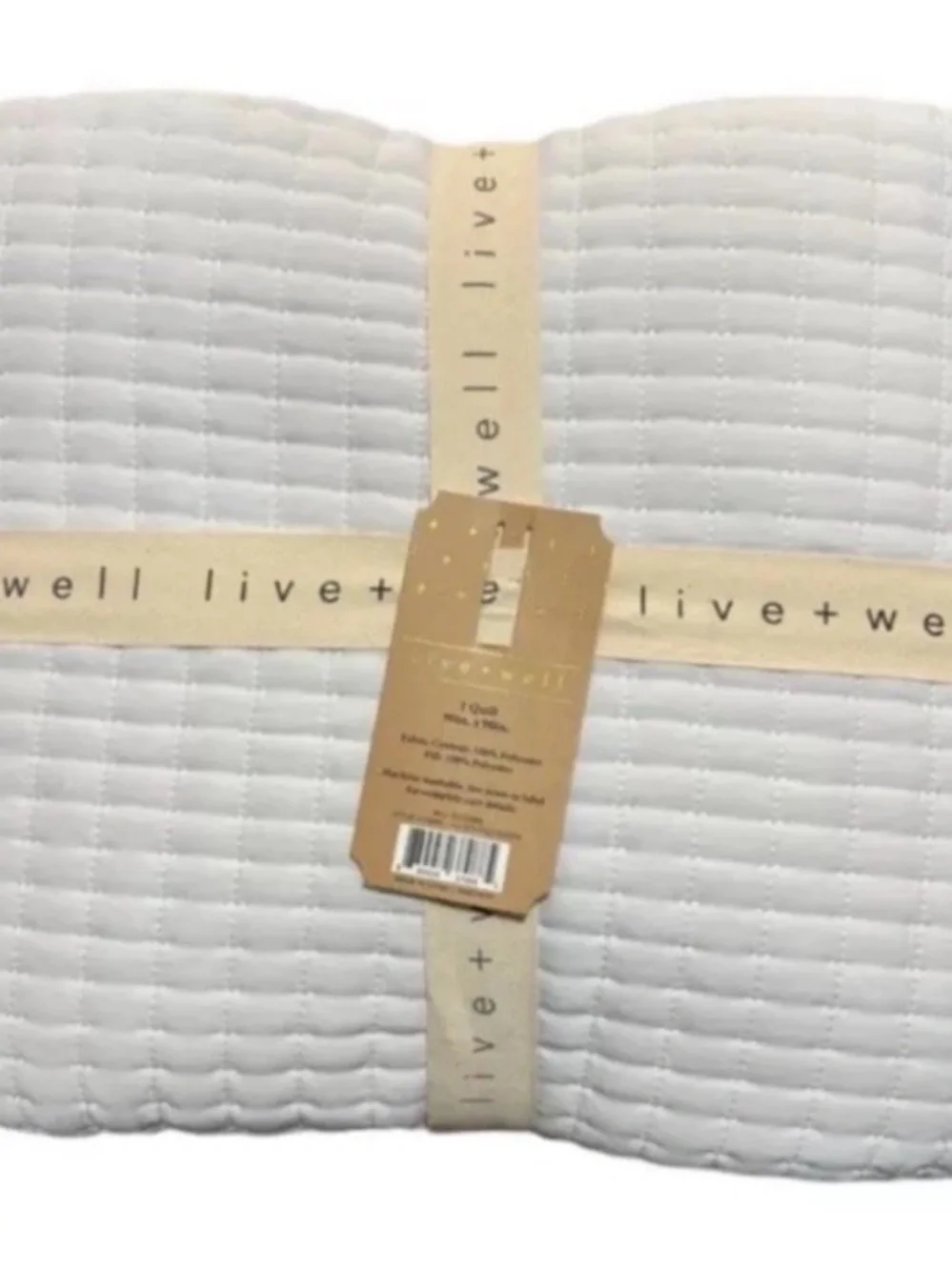 Live Well White King Quilt 102”x90” NEW with Tags 100% Polyester